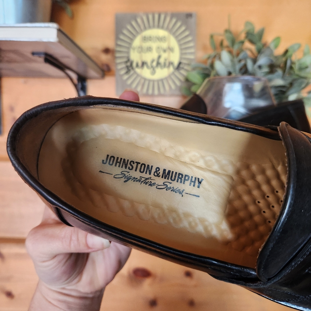 Johnston & Murphy Signature Series Black Leather Shoe Kiltie Tassel Loafer Sz 8M - Picture 10 of 11